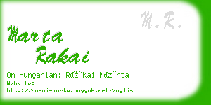 marta rakai business card